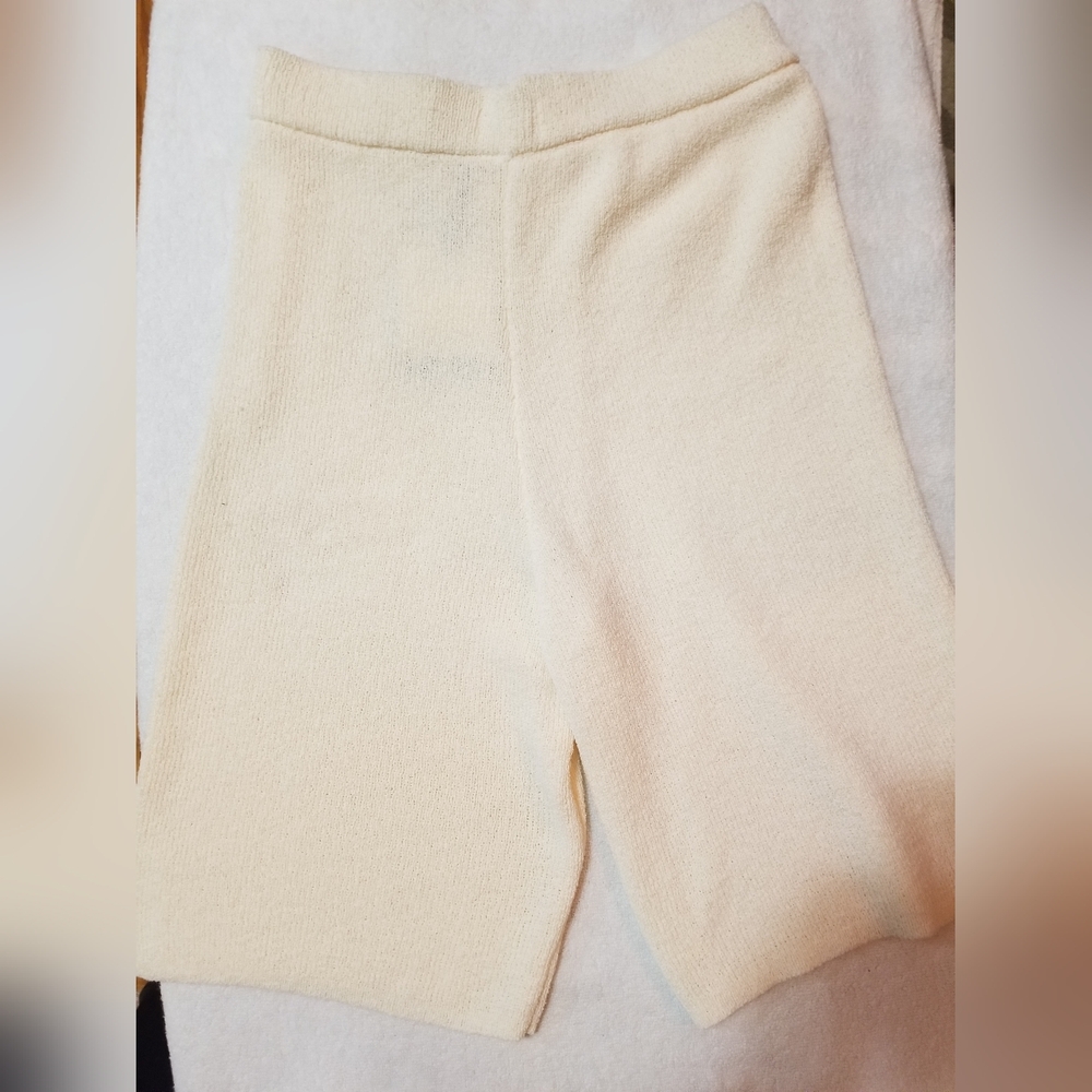 NWT ICHI Knit Culotte Pants Almond Milk Wide-Leg S
